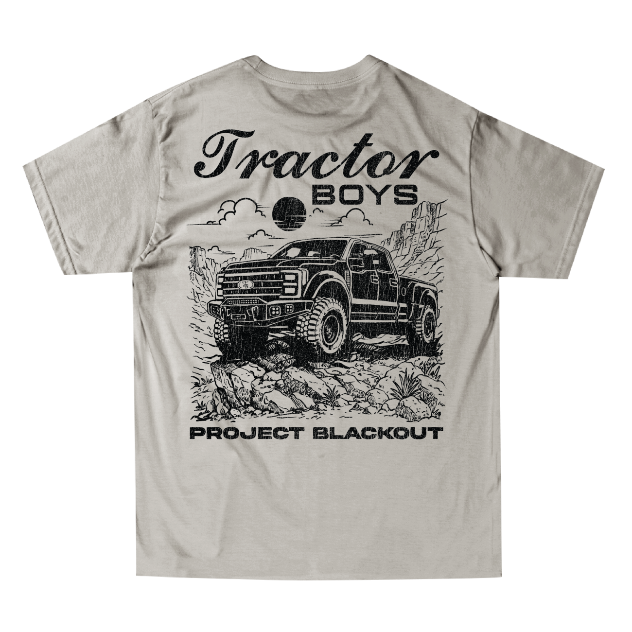 Project Blackout Tee in Moon Dust - back print