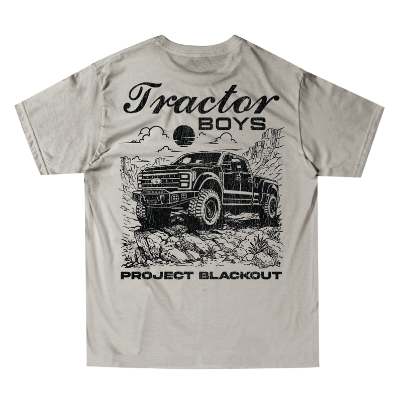 Project Blackout Tee in Moon Dust - back print