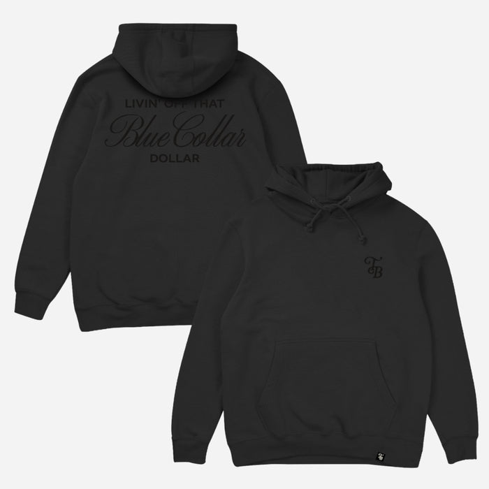 Livin' Off That Blue Collar Dollar Hoodie - Smoke / Black Print