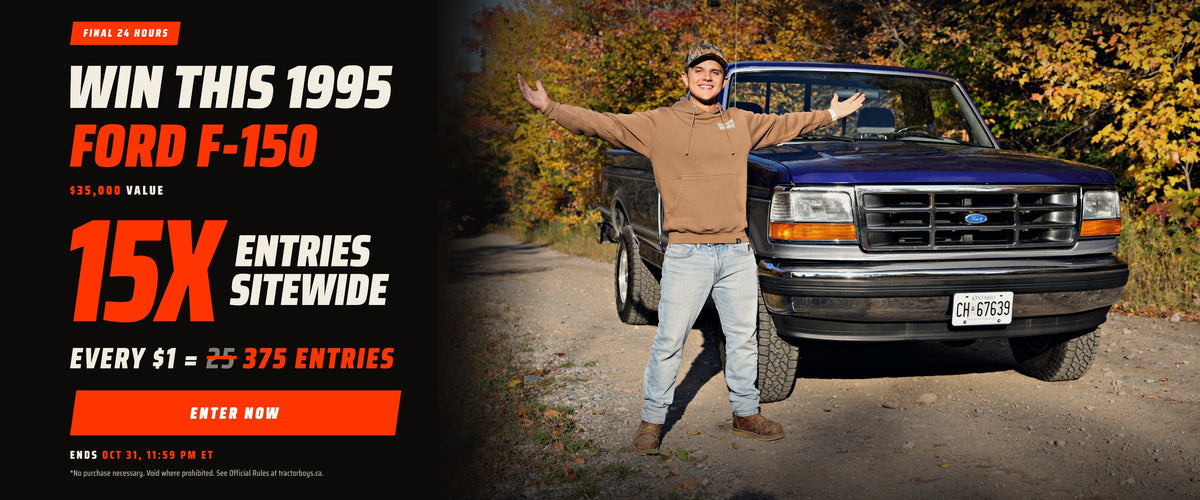 Stefano with the 1995 Ford F-150 giveaway truck. Final 24 hours: 15X entries sitewide, every $1 = 375 entries, ends Oct 31 at 11:59 PM ET.