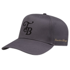 'TB' Charcoal Grey Snapback with black TB embroidery and gold side script