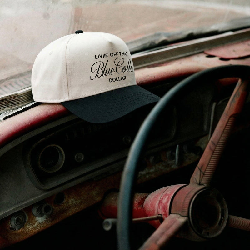 Blue Collar Dollar Snapback - Cream / Black